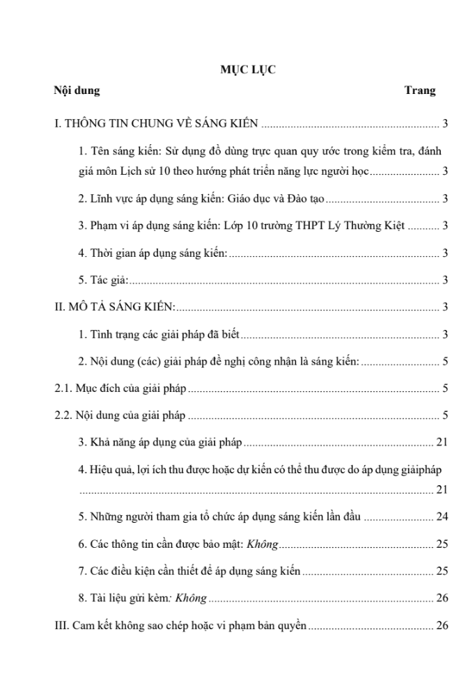SKKN Sử dụng đồ dùng trực quan quy ước trong kiểm tra, đánh giá môn Lịch sử 10 theo hướng phát triển năng lực người học.