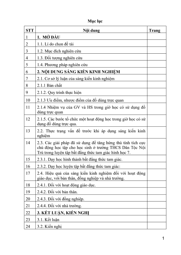 SKKN Sử dụng đồ dùng trực quan vào dạy bài quan hệ ba cạnh của một tam giác, bất đẳng thức tam giác – Hình học lớp 7, nhằm làm tăng tính hứng thú, tính tích cực chủ động học tập cho học sinh
