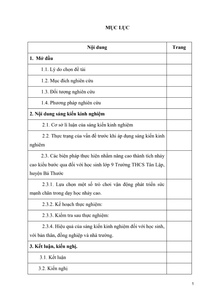 SKKN Sử dụng một số trò chơi vận động trong giảng dạy nhằm nâng cao thành tích nhảy cao kiểu bước qua đối với học sinh lớp 9