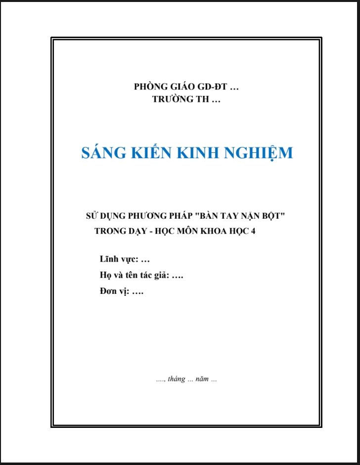 SKKN Sử dụng phương pháp “bàn tay nặn bột” trong dạy học môn khoa học 4
