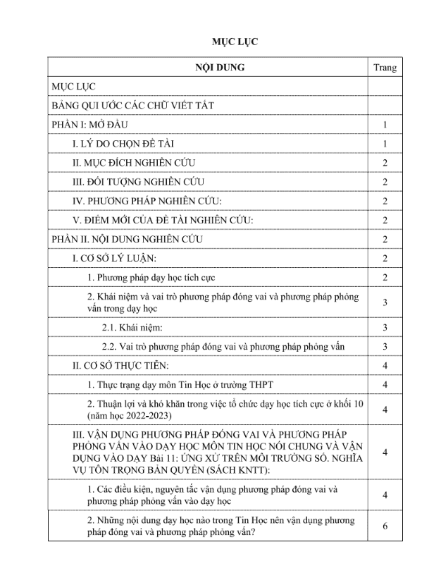 SKKN SỬ DỤNG PHƯƠNG PHÁP DẠY HỌC TÍCH CỰC (PHUƠNG PHÁP ĐÓNG VAI, PHƯƠNG PHÁP PHỎNG VẤN) DẠY HỌC BÀI 11: ỨNG XỬ TRÊN MÔI TRƯỜNG SỐ. NGHĨA VỤ TÔN TRỌNG BẢN QUYỀN (TIN HỌC 10, BỘ SÁCH KNTT).