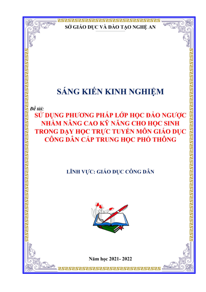 SKKN Sử dụng phương pháp lớp học đảo ngược nhằm nâng cao kỹ năng cho học sinh trong dạy học trực tuyến môn Giáo dục công dân cấp trung học phổ thông