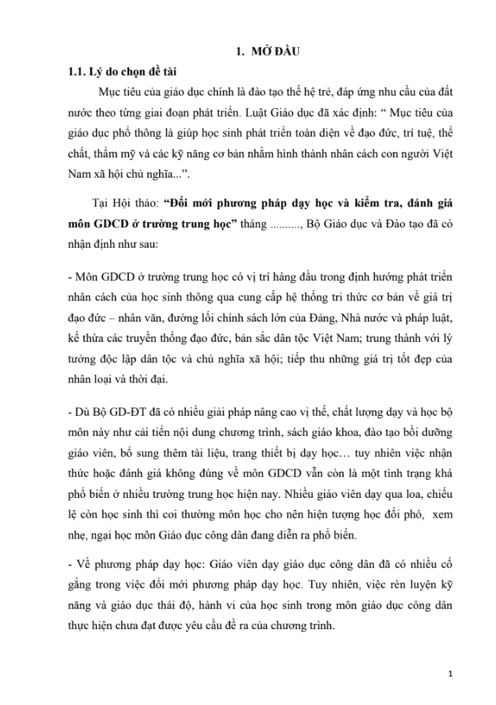 SKKN Sử dụng phương pháp sắm vai nhằm góp phần khơi dậy cho các em học sinh lớp 8 niềm hứng thú học tập bộ môn GDCD