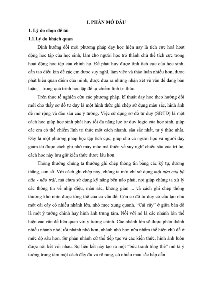 SKKN Sử dụng sơ đồ tư duy để dạy học có hiệu quả các tiết ôn tập, tổng kết trong chương trình Ngữ Văn 9