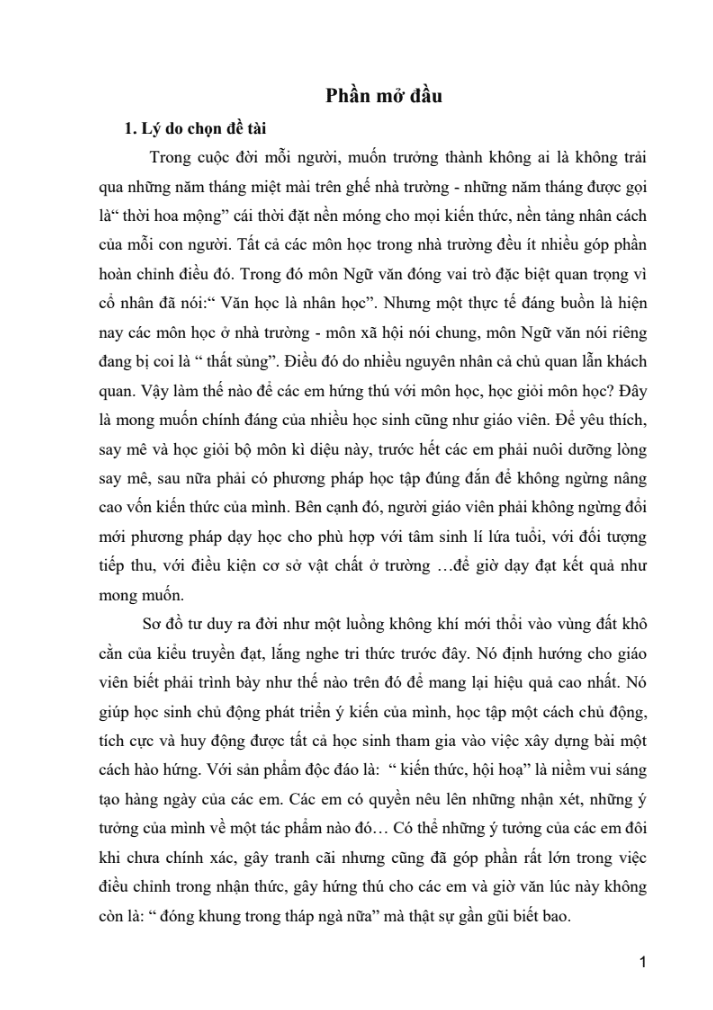 SKKN Sử dụng sơ đồ tư duy trong dạy học Ngữ Văn 9 giúp học sinh phát huy tính tích cực, chủ động, sáng tạo trong học tập