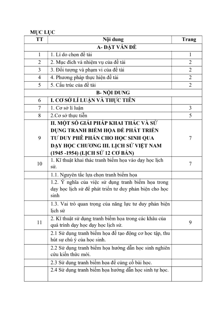 SKKN Sử dụng tranh biếm họa trong dạy học lịch sử để phát triển tư duy phản biện cho học sinh qua Chương III. Việt Nam từ năm 1945 đến năm 1954 (Lịch sử lớp 12 cơ bản)