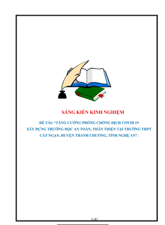 SKKN Tăng cường phòng chống Covid 19, xây dựng trường học an toàn, thân thiện tại Trường trung học phổ thông Cát Ngạn