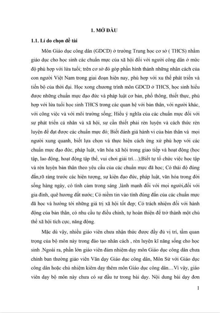 SKKN Tạo hứng thú cho học sinh trong giờ học môn giáo dục công dân lớp 7