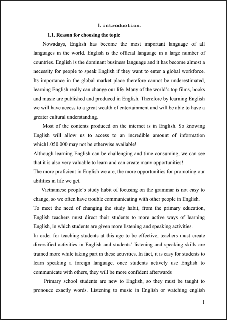 SKKN Themes using techniques in english teaching procedures