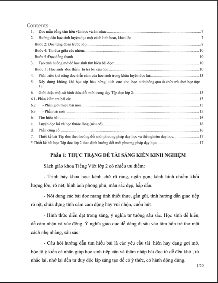 SKKN Thiết kế bài học Tập đọc lớp 2 theo hướng đổi mới phương pháp dạy học
