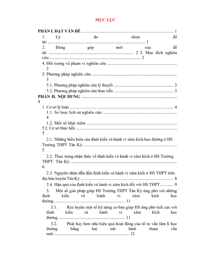 SKKN Thực trạng và một số giải pháp giúp HS Trường THPT ứng phó với những định kiến và hành vi xâm kích học đường