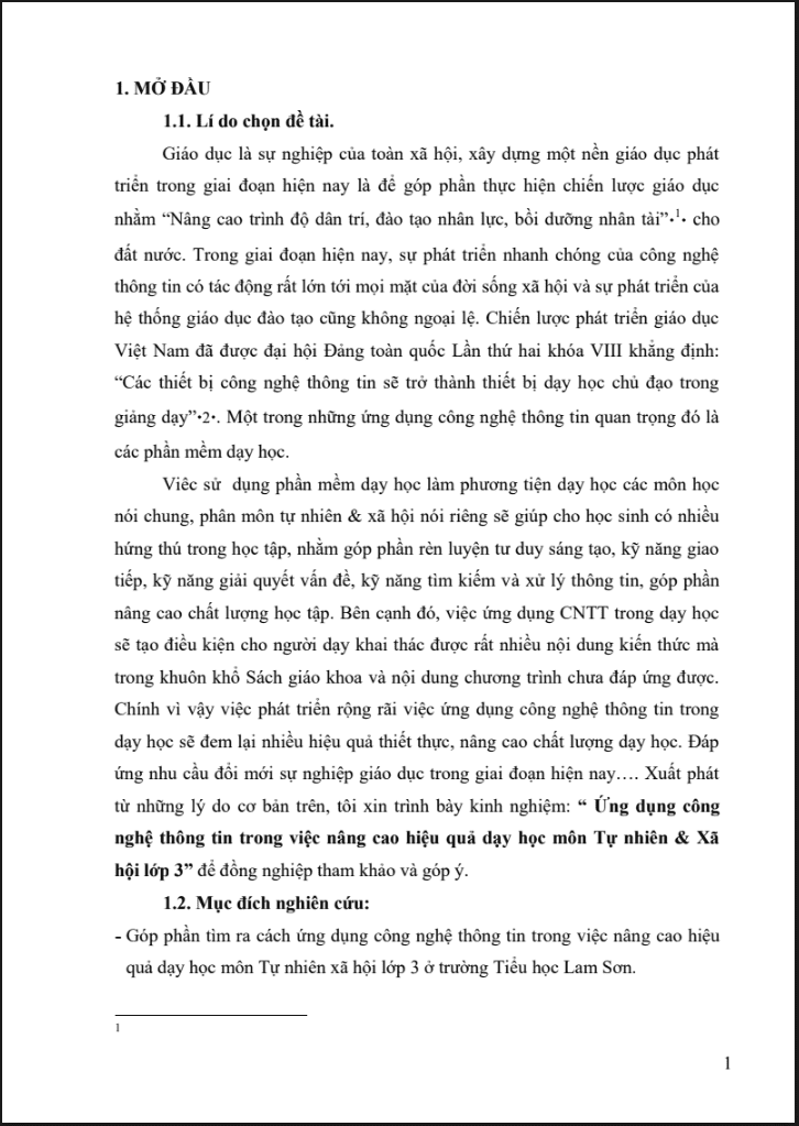SKKN Ứng dụng công nghệ thông tin trong việc nâng cao hiệu quả dạy học môn Tự nhiên & Xã hội lớp 3