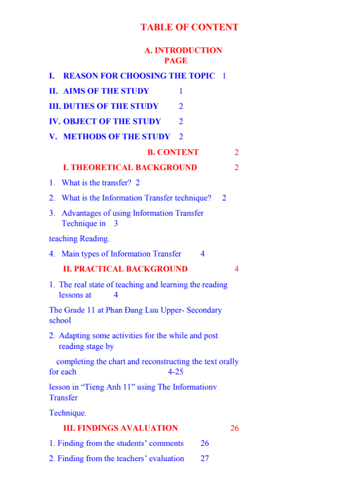 SKKN Using Information Transfer Technique to adapt some reading tasks for the while and post reading stage in TIENG ANH 11