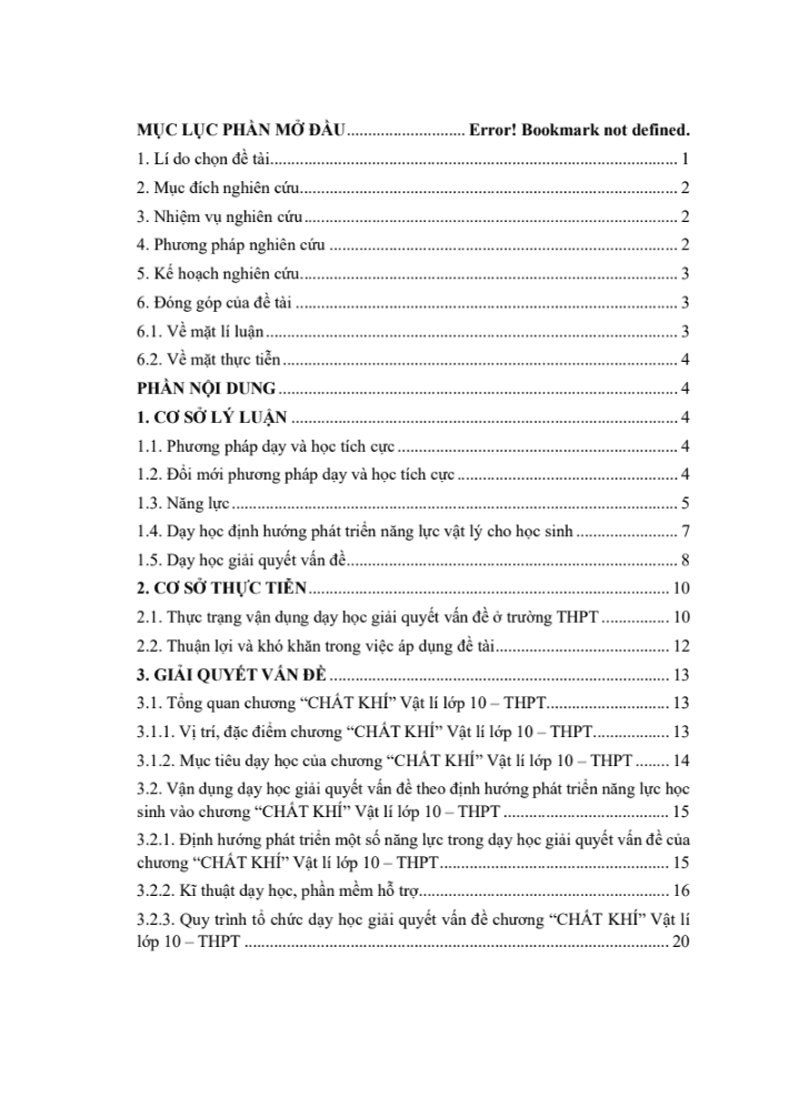 SKKN Vận dụng dạy học giải quyết vấn đề theo định hướng phát triển năng lực học sinh vào chương “CHẤT KHÍ” Vật lí lớp 10 – THPT