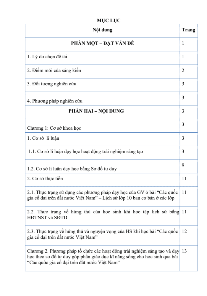 SKKN Vận dụng hoạt động trải nghiệm sáng tạo kết hợp sơ đồ tư duy vào dạy bài “Các quốc gia cổ đại trên đất nước Việt Nam” – Lịch sử 10, ban cơ bản – nhằm góp phần nâng cao hiệu quả giáo dục kĩ năng sống cho HS