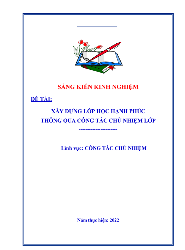 SKKN Xây dựng lớp học hạnh phúc thông qua công tác chủ nhiệm lớp