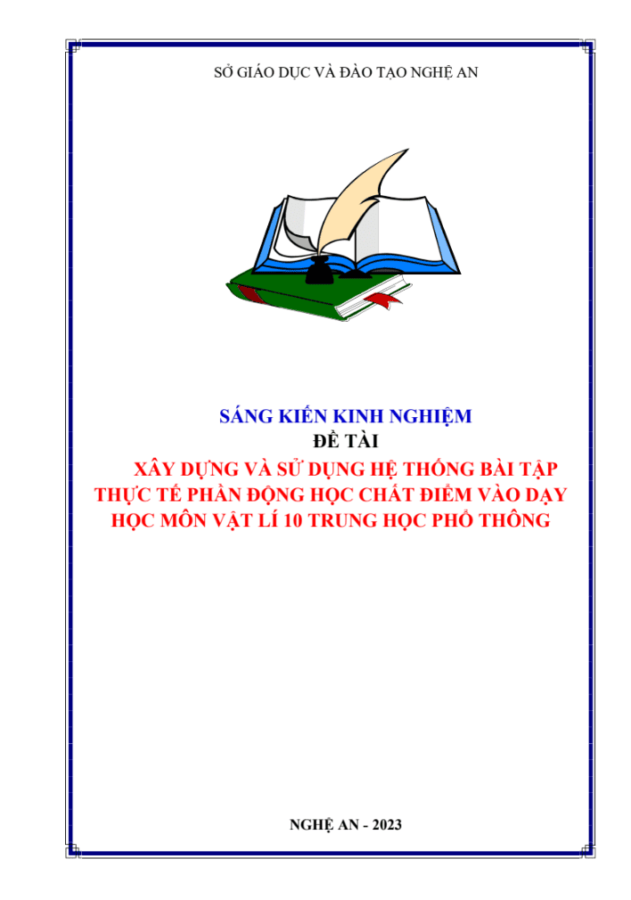 SKKN Xây dựng và sử dụng hệ thống bài tập thực tế phần động học chất điểm vào dạy học vật lí lớp 10 trung học phổ thông