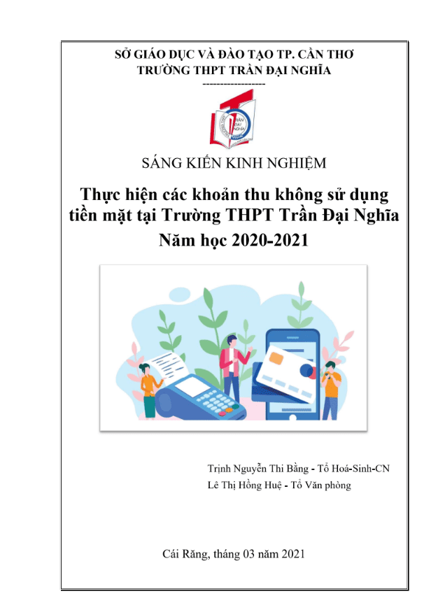 Thực hiện các khoản thu không sử dụng tiền mặt tại Trường THPT Trần Đại Nghĩa năm học 2020-2021
