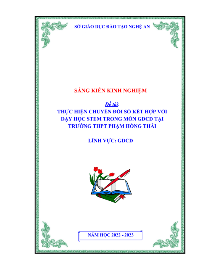 Thực hiện chuyển đổi số kết hợp với dạy học STEM trong môn GDCD cho học sinh Trường THPT Phạm Hồng Thái – Hưng Nguyên