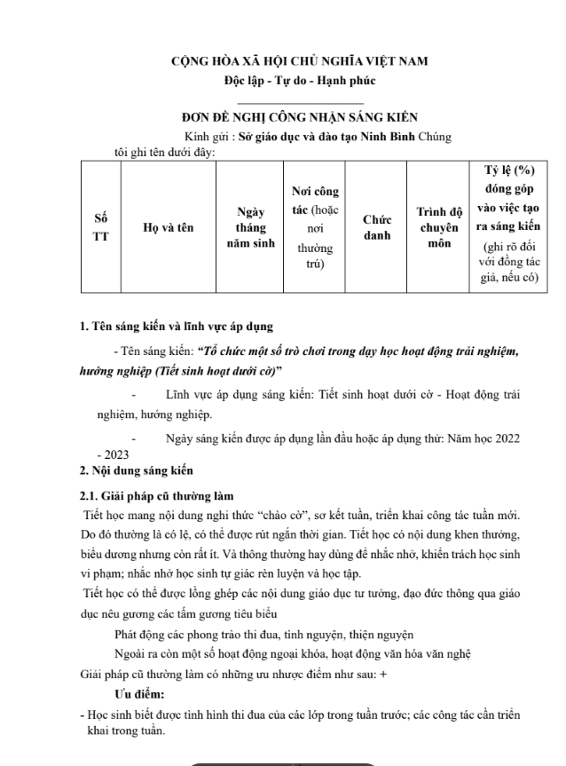 Tổ chức một số trò chơi trong dạy học Hoạt động trải nghiệm, hướng nghiệp (Sinh hoạt dưới cờ)