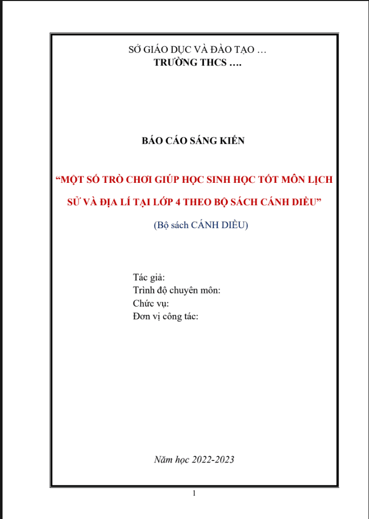 Tổ chức trò chơi giúp học sinh học tốt môn Lịch sử và Địa lí tại lớp 4 (CD)