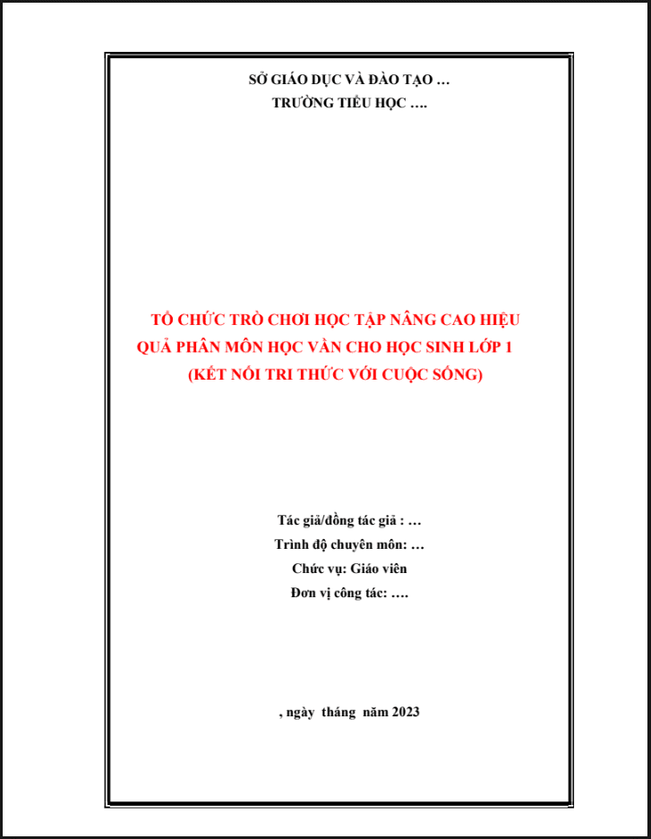 Tổ chức trò chơi học tập nâng cao hiệu quả phân môn học vần cho học sinh lớp 1 (KNTT)