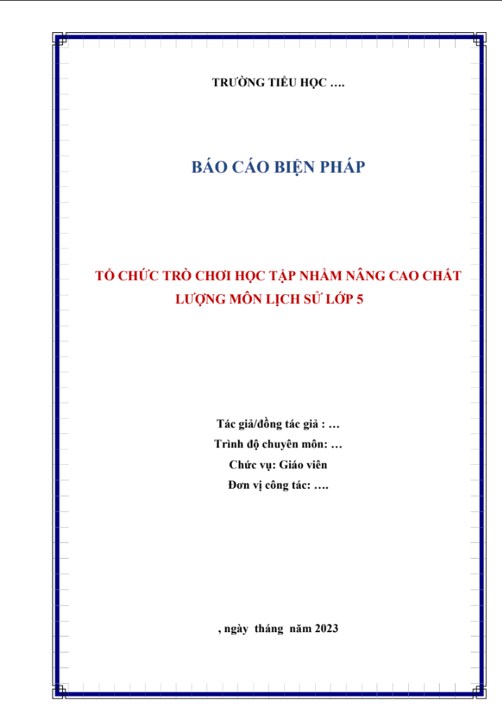 Tổ chức trò chơi học tập nhằm nâng cao chất lượng môn Lịch sử lớp 5