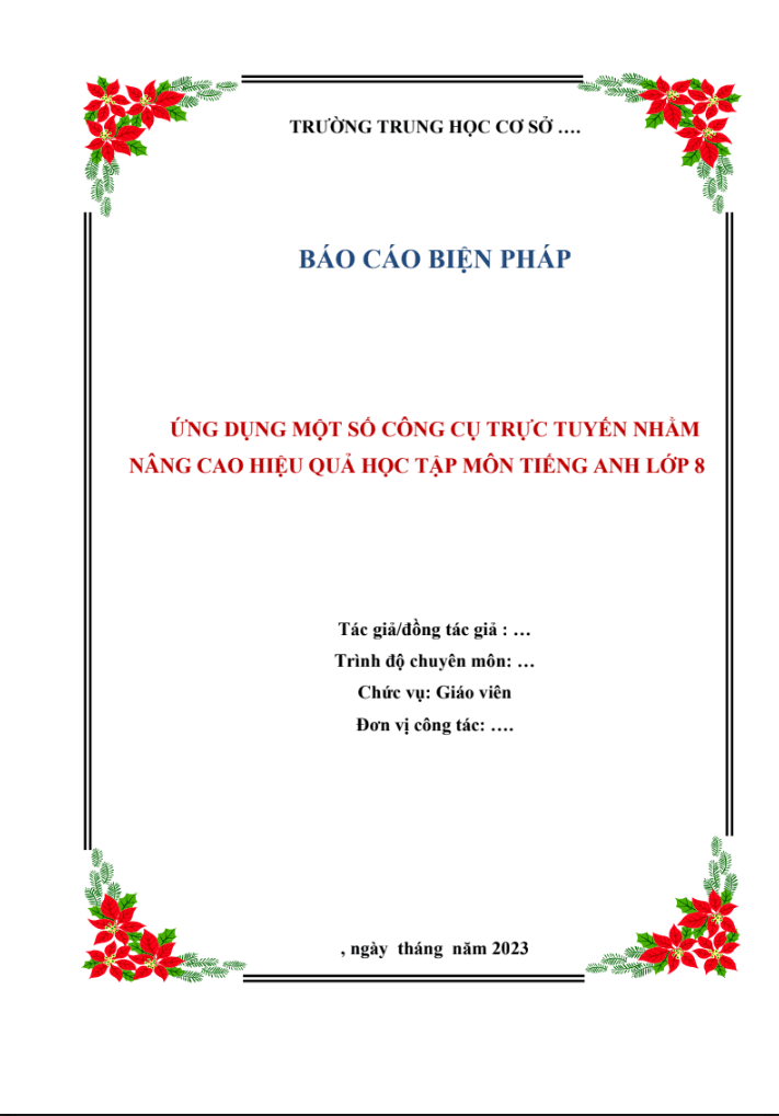 Ứng dụng một số công cụ trực tuyến nhằm nâng cao hiệu quả học tập môn Tiếng Anh lớp 8 ( Sách Global/Smart start/Friend plus)