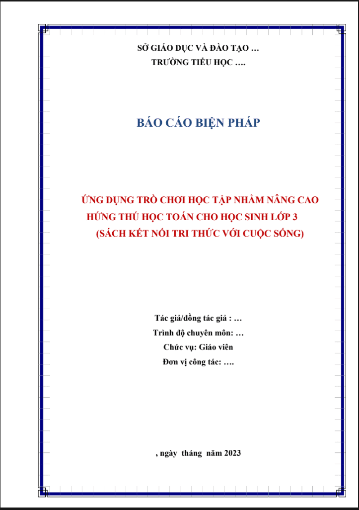 Ứng dụng trò chơi học tập nhằm nâng cao hứng thú học toán cho học sinh lớp 3 (KNTT)