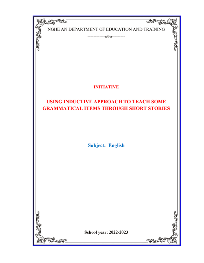 Using inductive approach to teach some grammatical items through short stories