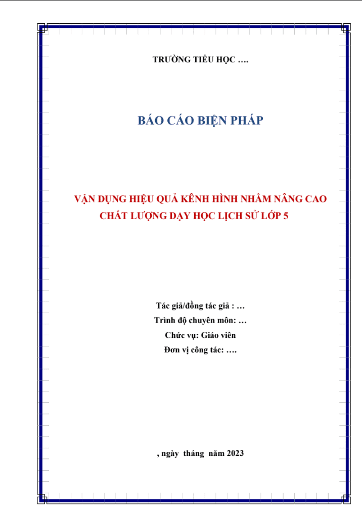 Vận dụng hiệu quả kênh hình nhằm nâng cao chất lượng dạy học Lịch sử lớp 5