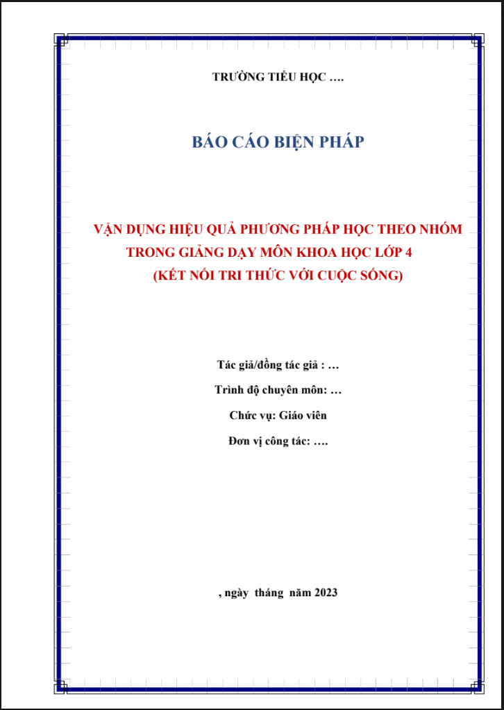 Vận dụng hiệu quả phương pháp học theo nhóm trong giảng dạy môn Khoa học lớp 4 (KNTT)