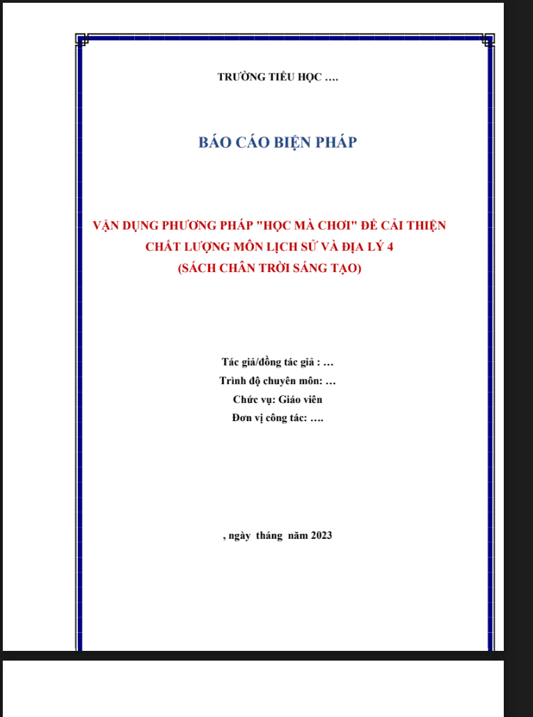 Vận dụng phương pháp “Học mà chơi” để cải thiện chất lượng môn Lịch sử và Địa lý 4 (CTST)