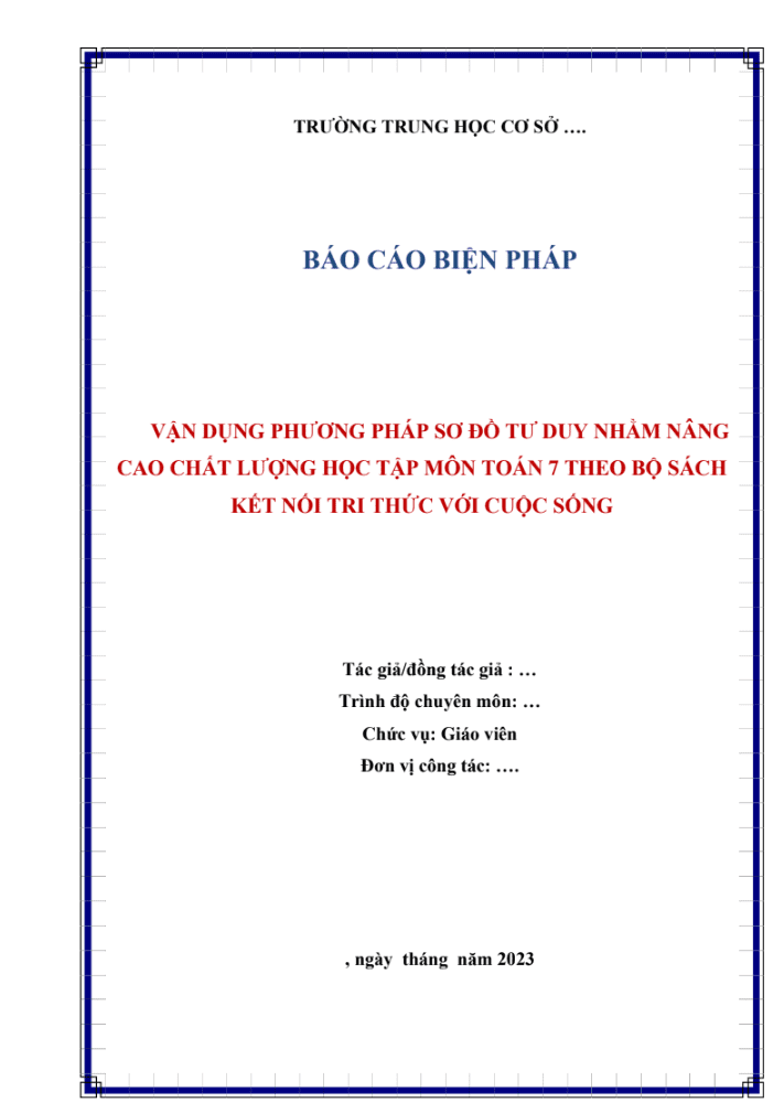 Vận dụng phương pháp sơ đồ tư duy nhằm nâng cao chất lượng học tập môn Toán 7 (KNTT)