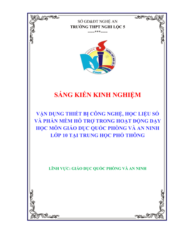 Vận dụng thiết bị công nghệ, học liệu số và phần mềm hỗ trợ trong hoạt động dạy học môn Giáo dục quốc phòng và an ninh tại trung học phổ thông