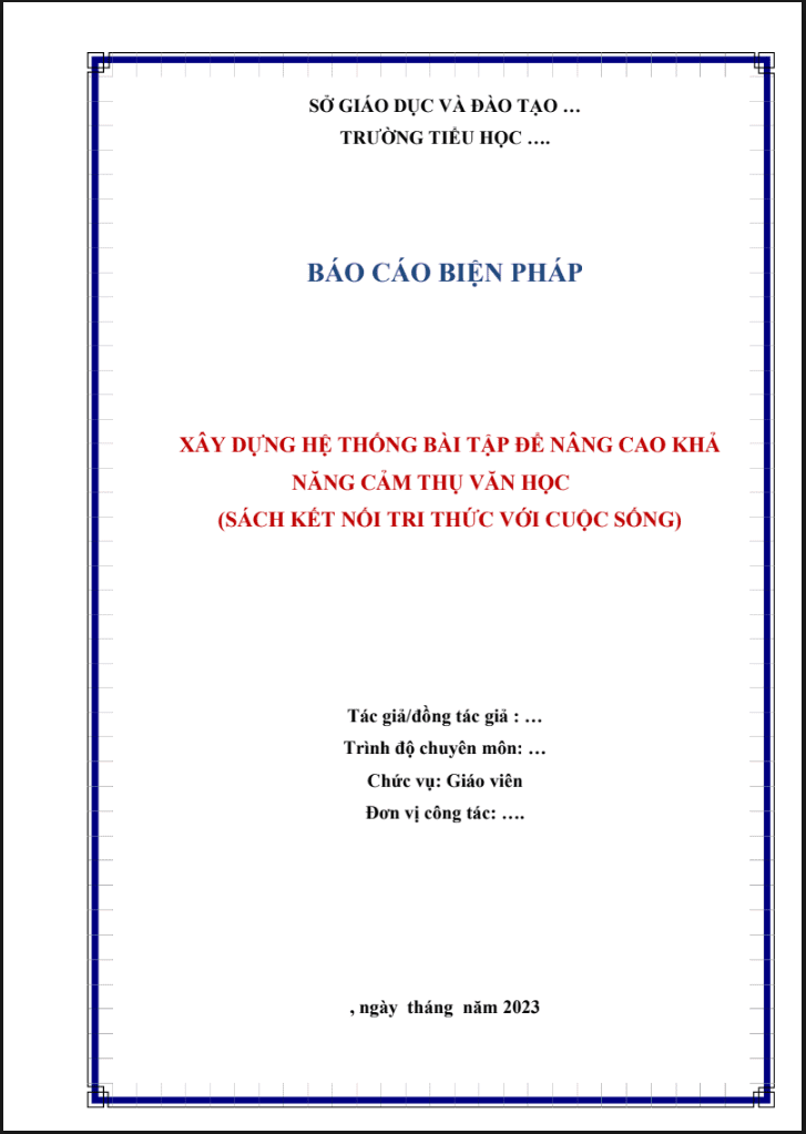 Xây dựng hệ thống bài tập để nâng cao khả năng cảm thụ văn học