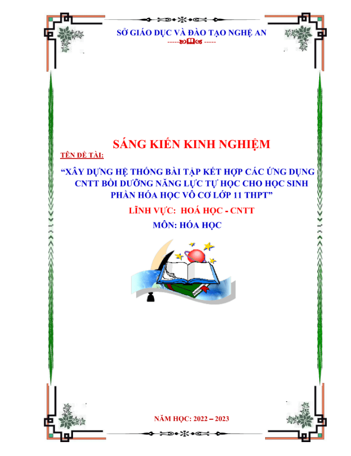 Xây dựng hệ thống bài tập kết hợp các ứng dụng CNTT bồi dưỡng năng lực tự học cho học sinh phần hóa học vô cơ lớp 11 THPT